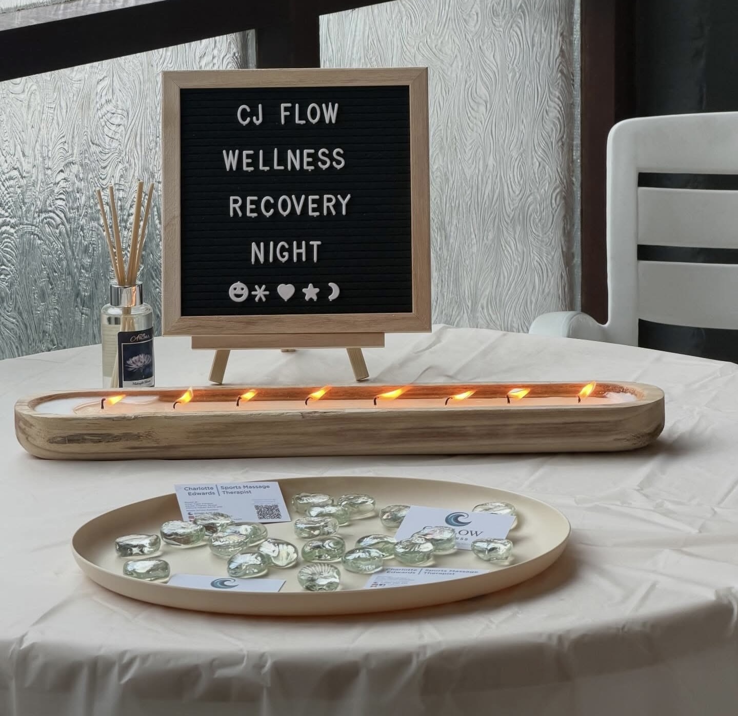 CJ Flow Wellness Recovery Night setup